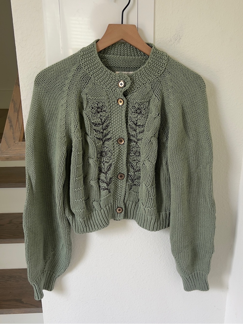 Free People We The Free On The Edge Floral Cardi - Oiled Green Combo - XS - NWT - Picture 2 of 5